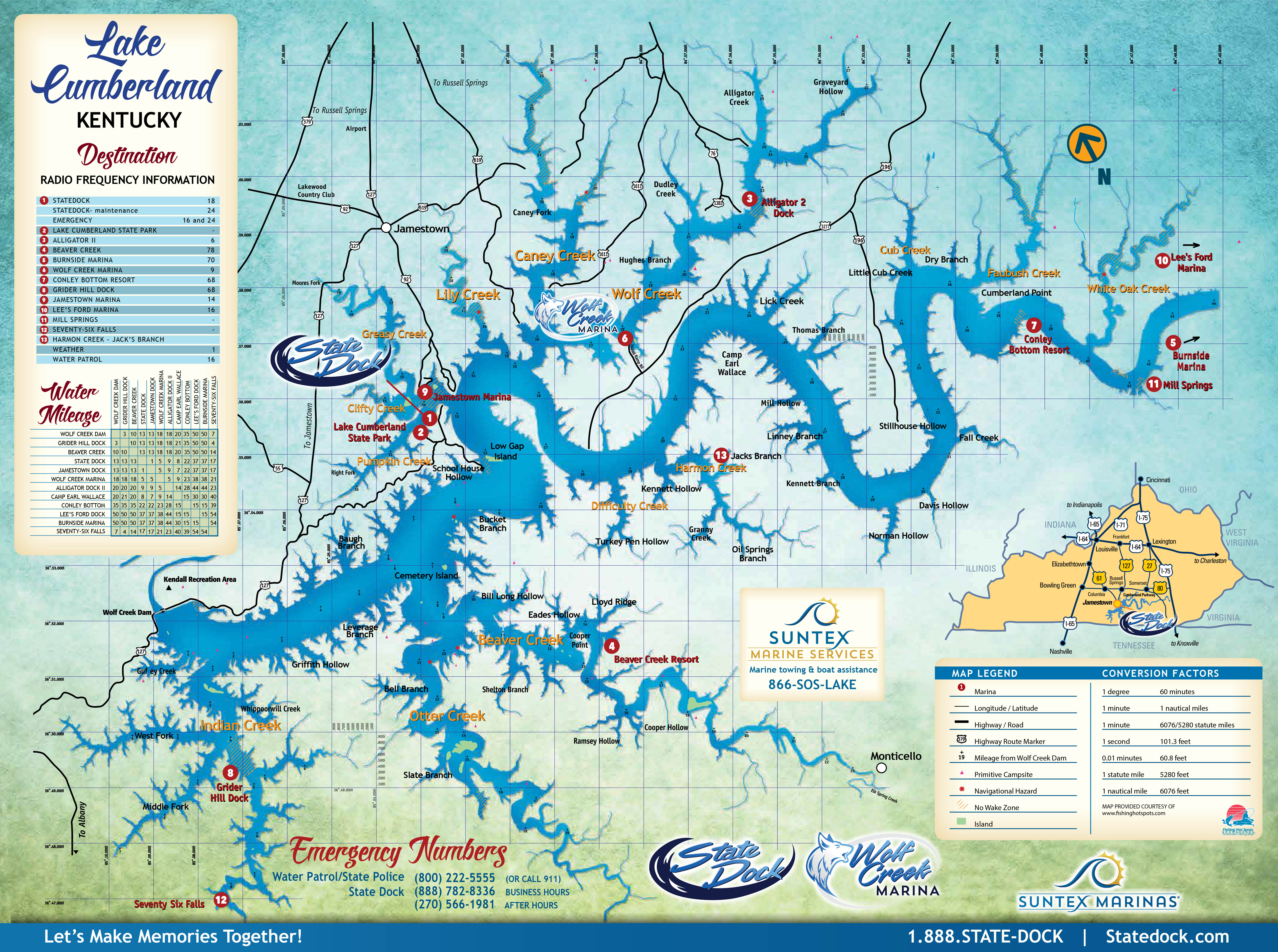 Lake cumberland map of marinas